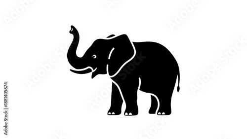 Simple black elephant silhouette on white background