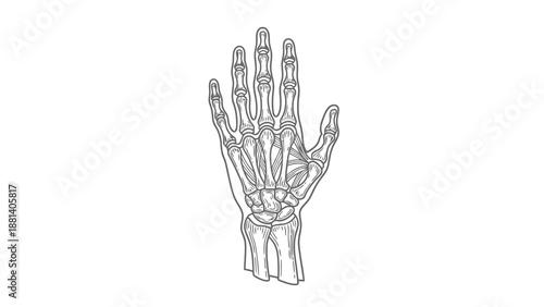 Detailed illustration of human hand skeleton