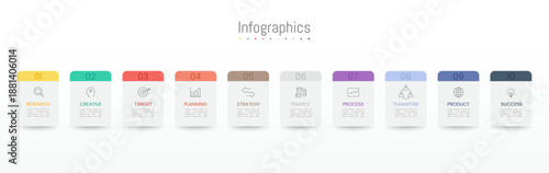 Infographic 10 options design elements for your business data. Vector Illustration.