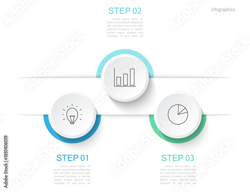 Infographic 3 options design elements for your business data. Vector Illustration.