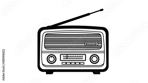 Vintage radio with antenna