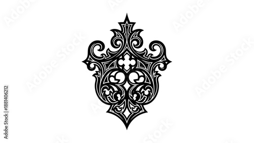Ornate black design element on white background