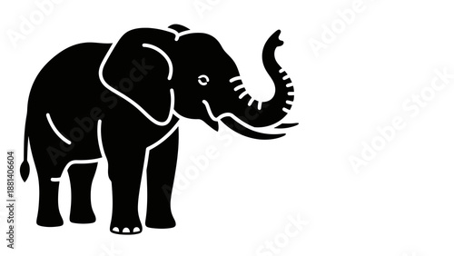 Simple black elephant illustration on white background