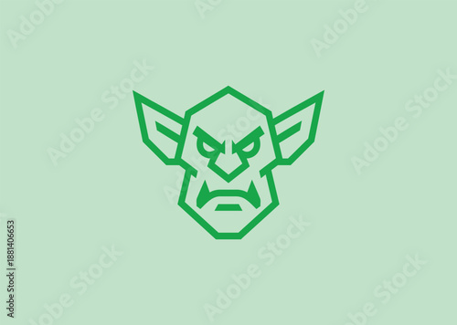 Angry goblin logo for gaming, fantasy, or bold character branding.