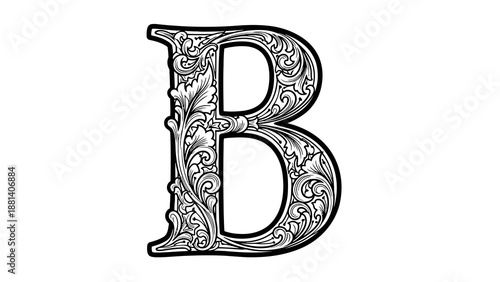 Beautiful decorative letter b with floral pattern