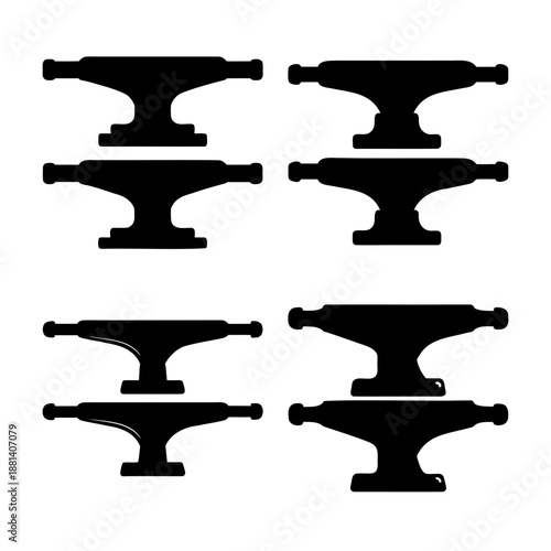 Modern skateboard truck icon pattern in bold black and white for extreme sports design