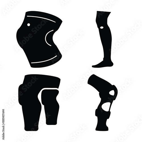 Various knee braces and leg supports for protection and injury recovery