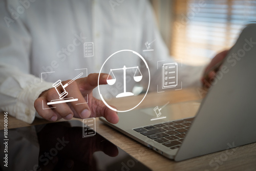 The business concept is legal consulting lawyers provide advice on business regulations and labor law.