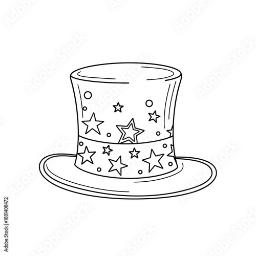 Patriotic Top Hat with Stars and Stripes Design.