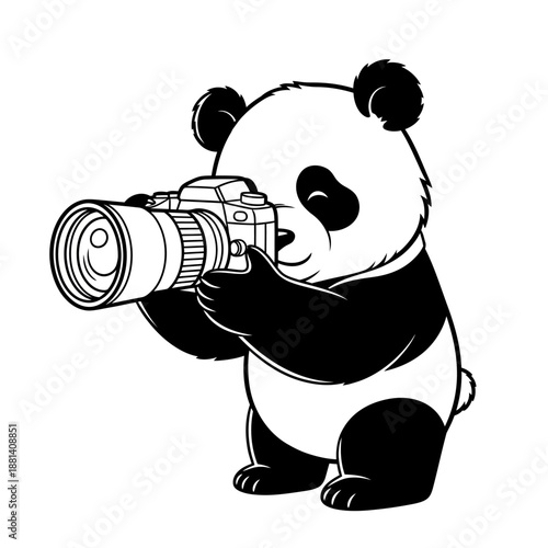 Adorable Panda Bear Photographer Capturing Moments with Professional Camera.