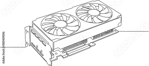 Minimal Line Art Graphics Card Illustration – Dual Fan GPU Outline
Dual-Fan Computer Graphics Card (GPU) for Gaming and Design