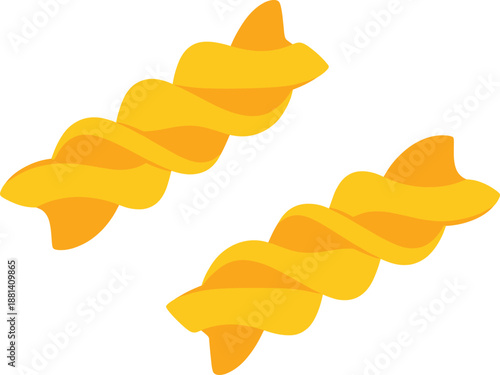 Fusilli pasta vector illustration set with twisted Italian macaroni shapes isolated on white background