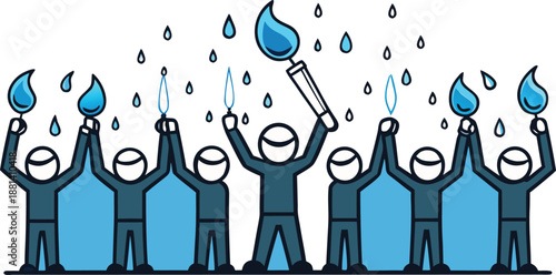 Group of people holding torches