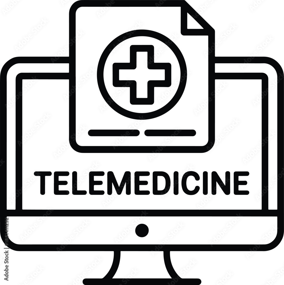Fototapeta premium Telemedicine online medical consultation concept outline