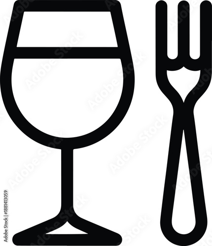 Wine glass and fork vector illustration