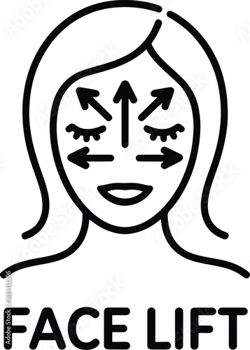 Woman face lift with arrows showing directions