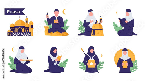 Vector illustration set of business character icons featuring a man and woman worker in the night office and a builder silhouette group for a fun construction project