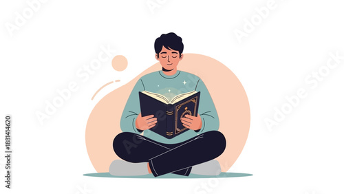 Retro woodcut illustration of a man with a sword and a worker sitting with a book alongside a student and a woman using a computer vector artwork