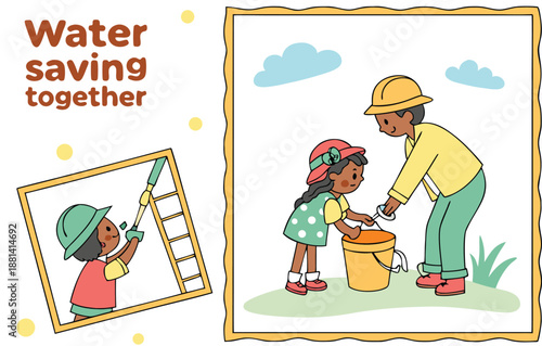 Children learning water conservation