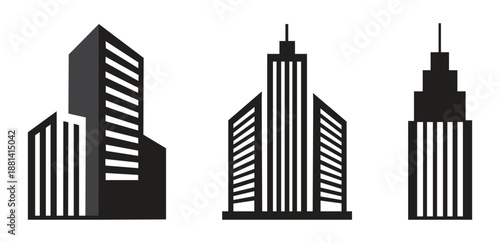Modern Skyscraper Architecture Icons - Buildings Vector Set for Real Estate, Urban Planning, Corporate Branding and City Construct
