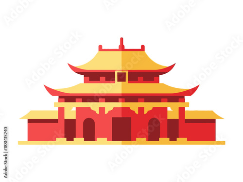 Minimalist Modern Chinese Pagoda Building Icon for Lunar New Year 