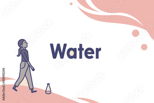 Woman walking with water bottle