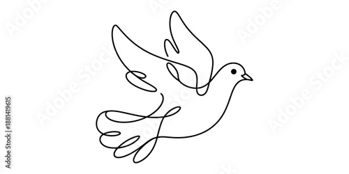 A single continuous line drawing of a flying dove, symbolizing peace and freedom in a minimalist style Vector, illustration