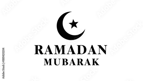 Ramadan Mubarak crescent moon and star Islamic greeting for the holy month of fasting celebration