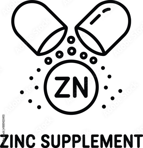 Zinc supplement capsule line art illustration