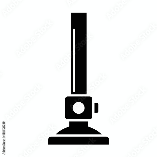 icon focusing on the adjustable air valve mechanism at the base of the tube. illustration highlights the precision air intake control for flame adjustment, perfect for chemistry laboratory manuals