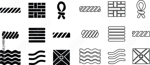 Arc twisted icon set, showing a curved spiral or twisted arc shape. linear pull, luminous thread Ideal for abstract design, motion graphics, technology visuals, lapps web interfaces, and infographics.