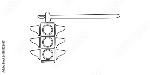 A minimalist black and white line drawing of a standard traffic light signal Vector, illustration