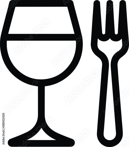 Wallpaper Mural Wine glass and fork line icon symbol Torontodigital.ca