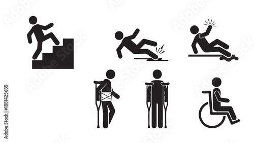 Vector illustration of diverse people overcoming physical challenges and disabilities