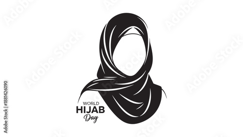 World Hijab Day awareness symbol with flowing fabric design