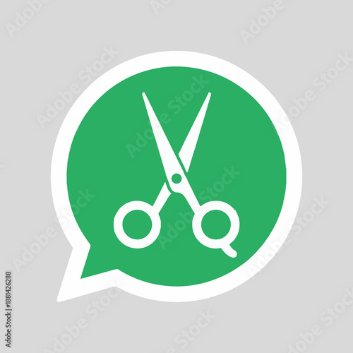 Minimalist Featuring Styling Scissors Speech Bubble Vector Icon
