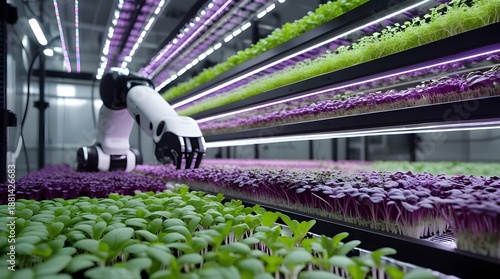 Fresh Microgreens Growing in High-Tech Urban Farm