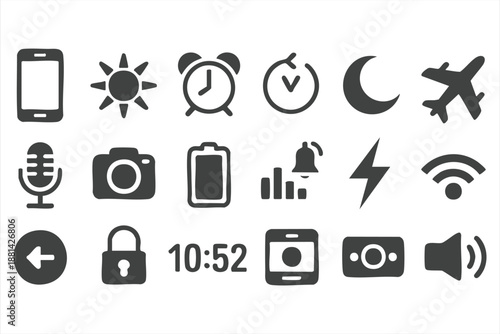 UI Web Interface Symbols for Mobile Apps, Dashboards, System Controls