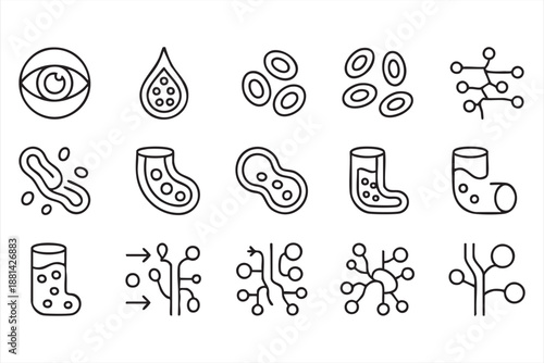 Medical Biology Icons for Healthcare Research, Laboratory UI, Science Dashboards