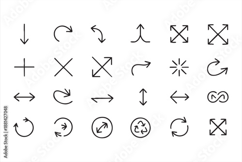 Web Interface Arrow Icons for Scrolling, Expanding, and User Actions