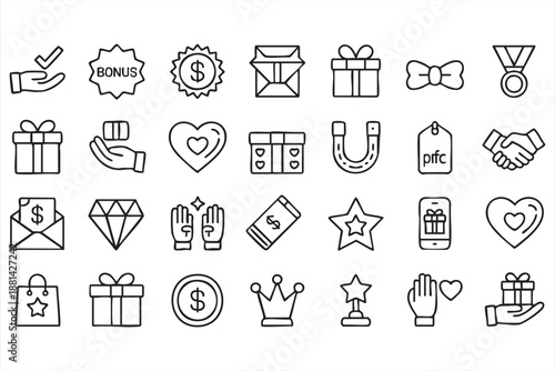 Reward and Loyalty Icons for Ecommerce Promotions and Customer Incentive UI
