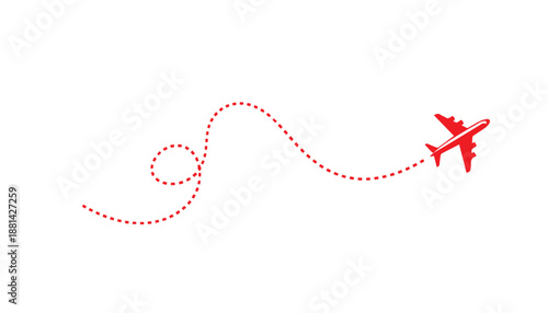 Airplane Route Icon with Dotted Flight Path for Travel and Navigation Design