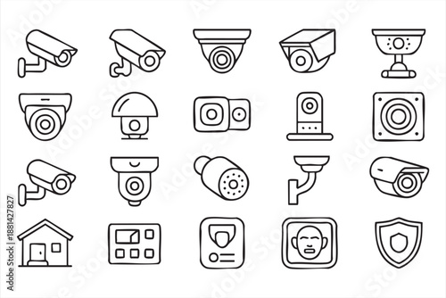 Surveillance Camera Icons for Smart Home Security and Control Dashboards