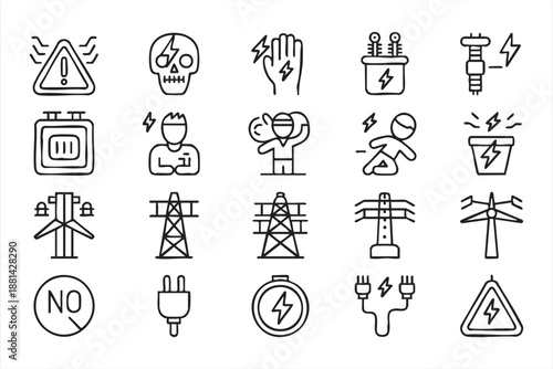 Electrical Warning Icons for Industrial Energy Dashboards and Apps