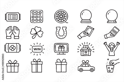 Luck and Reward Line Icons for Gaming and Casino Dashboards