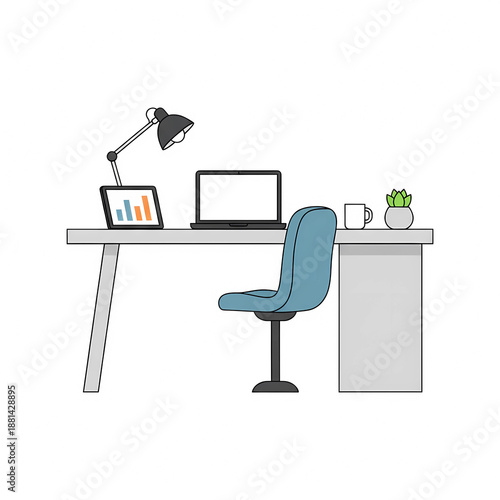 office desk with computer