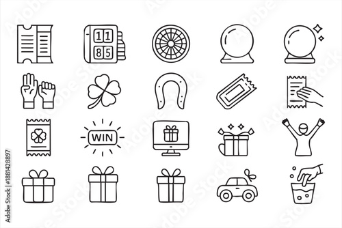 Gaming Bonus and Prize Icons for Lottery and Casino Apps