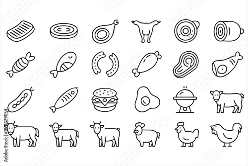 Meat and Seafood Symbols for Food Industry Visual Systems