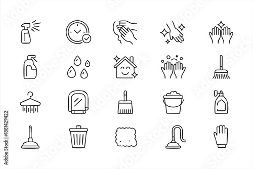 Sanitation and Home Care Icons for Cleaning Management Systems