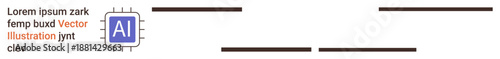 Artificial intelligence, digital processors, machine learning, technology innovation, AI systems, automation tools. Microchip icon with AI text and circuit elements. Artificial intelligence